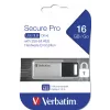 Verbatim Secure Pro - USB 3.0 Drive 16 GB - Silver, 16 GB, USB Type-A, 3.2 Gen 1 (3.1 Gen 1), Capless, Silver