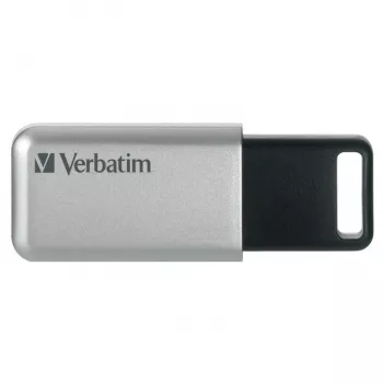 Verbatim Secure Pro - USB 3.0 Drive 64 GB - Silver, 64 GB, USB Type-A, 3.2 Gen 1 (3.1 Gen 1), 35 MB/s, Cap, Black, Grey