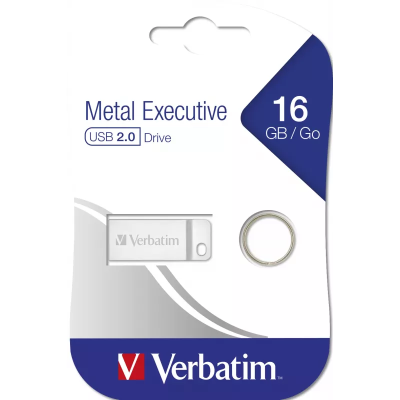 USB flash drive VERBATIM Metal Executive 16 GB, USB 2.0 Type-A, silver, capless