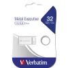 Verbatim Metal Executive - USB Drive 32 GB - Silver, 32 GB, USB Type-A, 2.0, Capless, 3.6 g, Silver
