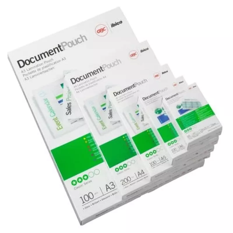 GBC Lamination Pouch 54x86mm 250 Micron, Glossy, White, Polyethylene, 54x86, 0.5 mm, 54 mm