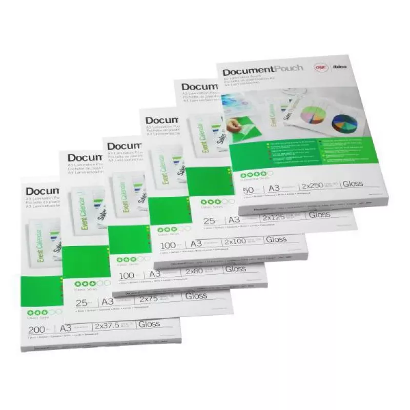 GBC Lamination Pouch A3 75 Micron, Glossy, Transparent, A3, 303 mm, 0.15 mm, 426 mm