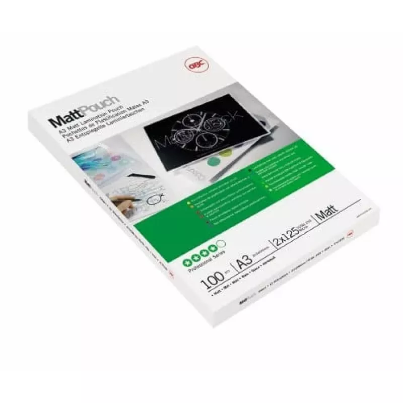 GBC Lamination Pouch A3 Matt 125 Micron, Matt, White, A3, 0.25 mm, 303 mm, 426 mm