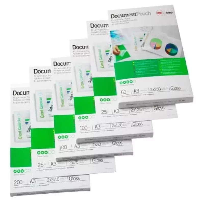 GBC Lamination Pouch A3 Adhesive 125 Micron, Glossy, Transparent, A3, 0.25 mm, 303 mm, 426 mm