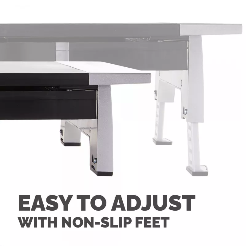 Fellowes Computer Monitor Stand with 5 Height Adjustments - Office Suites Monitor Riser with Storage Tray - Ergonomic Adjustable Monitor Stand for Computers - Max Weight 36KG/Max Size 28 inch - Graphite