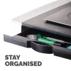 Fellowes Computer Monitor Stand with 5 Height Adjustments - Office Suites Monitor Riser with Storage Tray - Ergonomic Adjustable Monitor Stand for Computers - Max Weight 36KG/Max Size 28 inch - Graphite