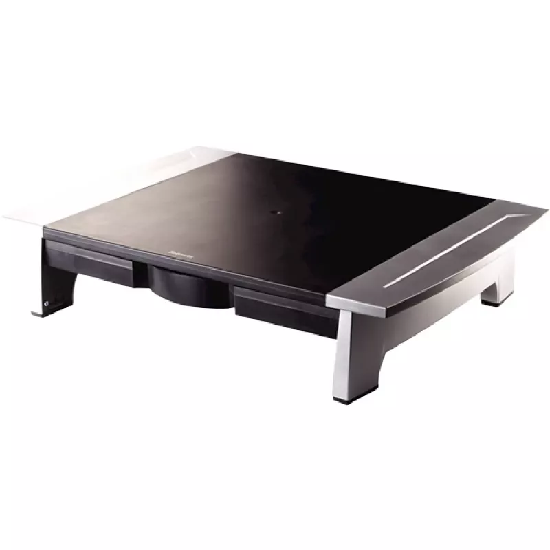 Fellowes Computer Monitor Stand with 5 Height Adjustments - Office Suites Monitor Riser with Storage Tray - Ergonomic Adjustable Monitor Stand for Computers - Max Weight 36KG/Max Size 28 inch - Graphite
