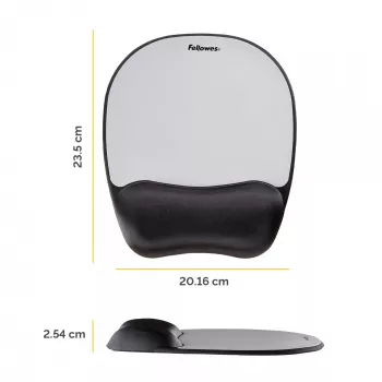 Fellowes Mouse Mat Wrist Support - Memory Foam Mouse Pad with Soft Foam Pillow - Ergonomic Mouse Mat for Computer, Laptop, Home Office Use - Compatible with Laser and Optical Mice - Silver