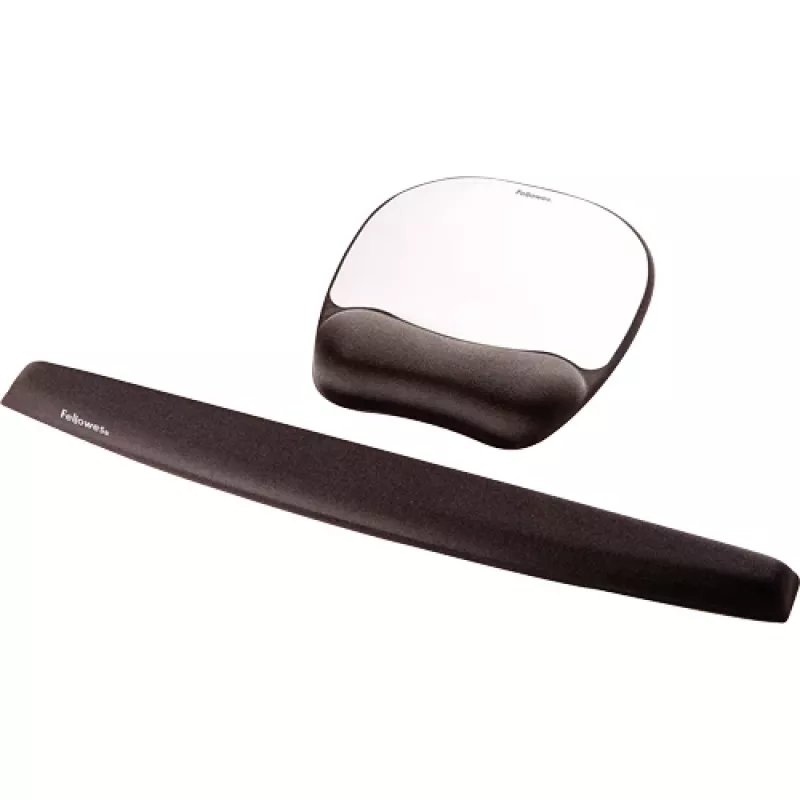 Fellowes Mouse Mat Wrist Support - Memory Foam Mouse Pad with Soft Foam Pillow - Ergonomic Mouse Mat for Computer, Laptop, Home Office Use - Compatible with Laser and Optical Mice - Silver