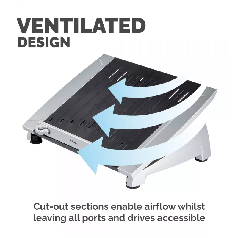 Fellowes Laptop Stand for Desk - Office Suites Plus Adjustable Laptop Stand for the Home and Office - Laptop Riser with 5 Height Adjustments - Max Monitor Size 17 inch, Max Weight 5KG - Black/Silver