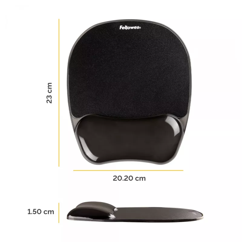 Mouse pad Fellowes Crystals Gel with gel wrist rest, black, 202×230 mm, 340 g