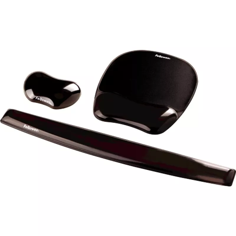 Mouse pad Fellowes Crystals Gel with gel wrist rest, black, 202×230 mm, 340 g
