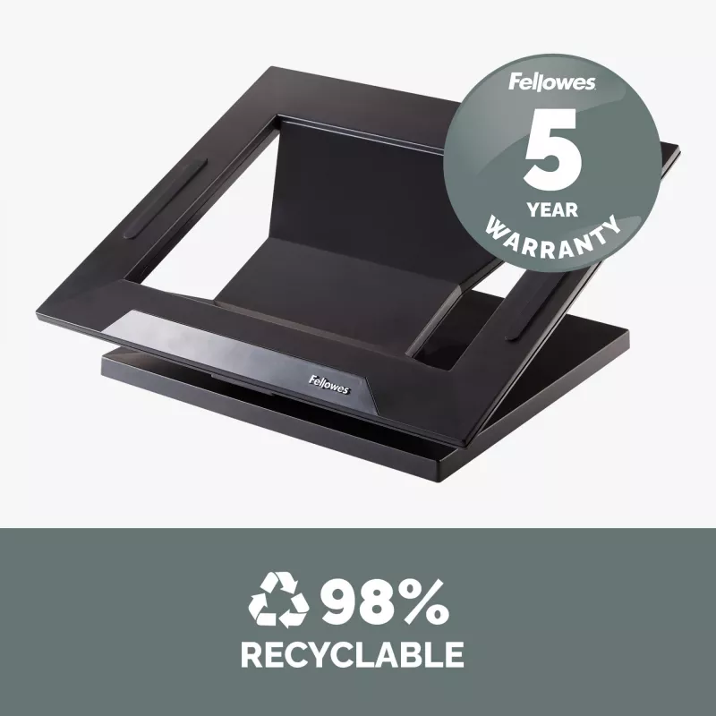 Fellowes Designer Suites Laptop Riser, Laptop stand, Black, Plastic, 43.2 cm (17 inch), 11.3 kg, FIRA International, EN ISO 9241-5