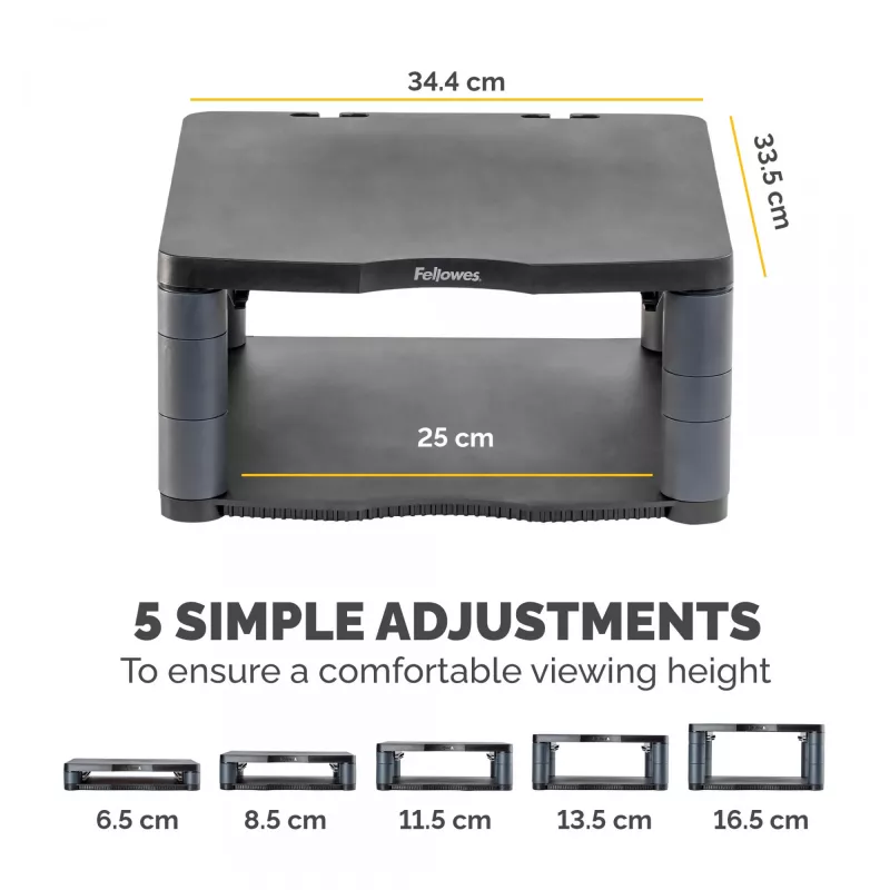 Fellowes Premium Monitor Riser Graphite, Freestanding, 36 kg, 53.3 cm (21 inch), Height adjustment, Graphite