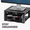 Fellowes Computer Monitor Stand with 3 Height Adjustments - Premium Monitor Riser Plus with Cable Management - Ergonomic Adjustable Monitor Stand for Computers - Max Weight 36KG/Max Size 21 inch - Graphite
