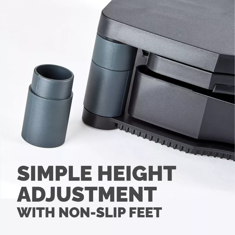 Fellowes Computer Monitor Stand with 3 Height Adjustments - Premium Monitor Riser Plus with Cable Management - Ergonomic Adjustable Monitor Stand for Computers - Max Weight 36KG/Max Size 21 inch - Graphite