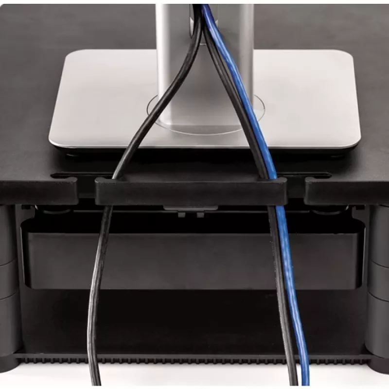 Fellowes Computer Monitor Stand with 3 Height Adjustments - Premium Monitor Riser Plus with Cable Management - Ergonomic Adjustable Monitor Stand for Computers - Max Weight 36KG/Max Size 21 inch - Graphite
