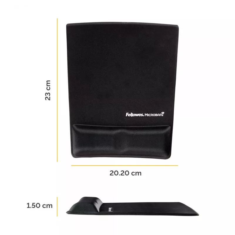 Fellowes Mouse Mat Wrist Support - Health-V Mouse Pad with Antibacterial Protection - Ergonomic Mouse Mat for Computer, Laptop, Home Office Use - Black