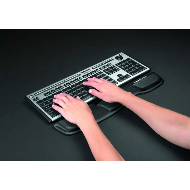 Fellowes Keyboard Wrist Rest - Health-V Wrist Rest with Antibacterial Protection - Ergonomic Wrist Support for Computer, Laptop, Home Office Use - Black
