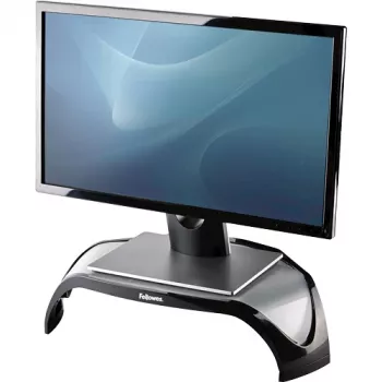 Fellowes Computer Monitor Stand with 3 Height Adjustments - Smart Suites Monitor Riser - Ergonomic Adjustable Monitor Stand for Computers - Max Weight 10KG/Max Size 21 inch - Black