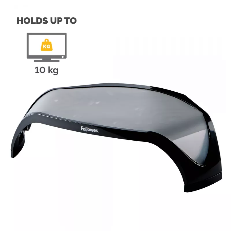 Fellowes Computer Monitor Stand with 3 Height Adjustments - Smart Suites Monitor Riser - Ergonomic Adjustable Monitor Stand for Computers - Max Weight 10KG/Max Size 21 inch - Black