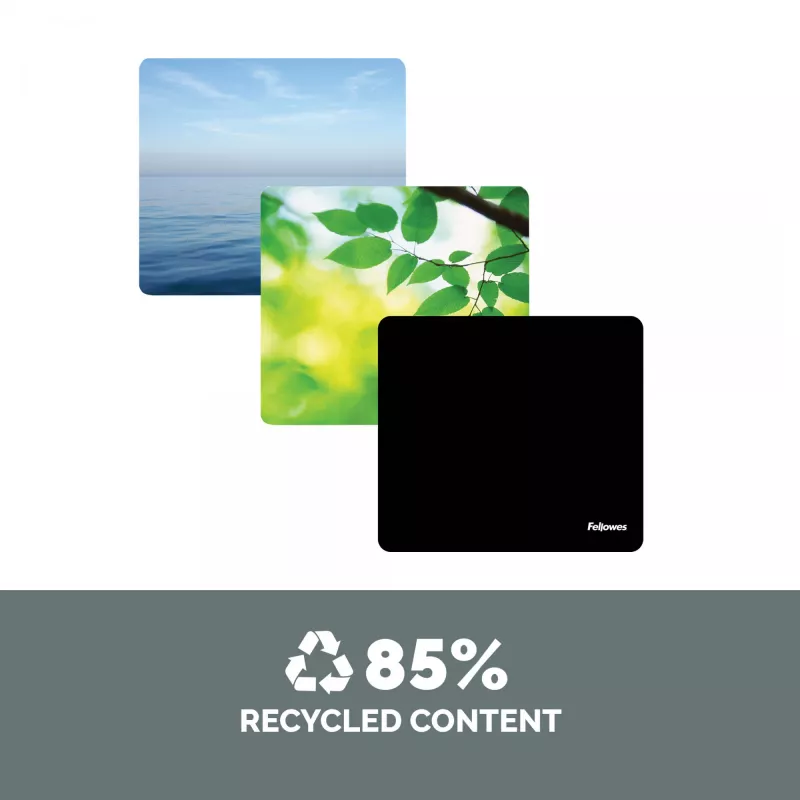 Fellowes Earth Series Mousepad Leaves, Green, Image, Plastic, Rubber, Non-slip base