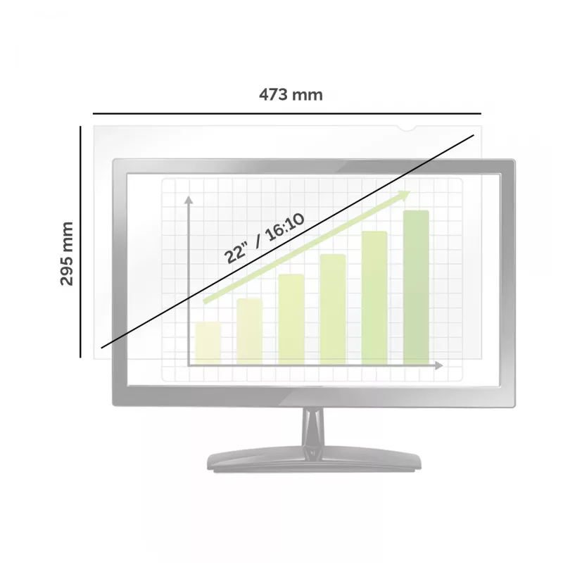 Fellowes PrivaScreen Privacy Filter, 55.9 cm (22 inch), 16:10, Monitor, Frameless display privacy filter, Anti-glare, Privacy, 110 g
