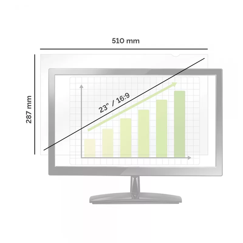 Fellowes 23 inch Widescreen-PrivaScreen Privacy Filter, 58.4 cm (23 inch), 16:9, Monitor, Frameless display privacy filter, Anti-glare, Privacy, 140 g