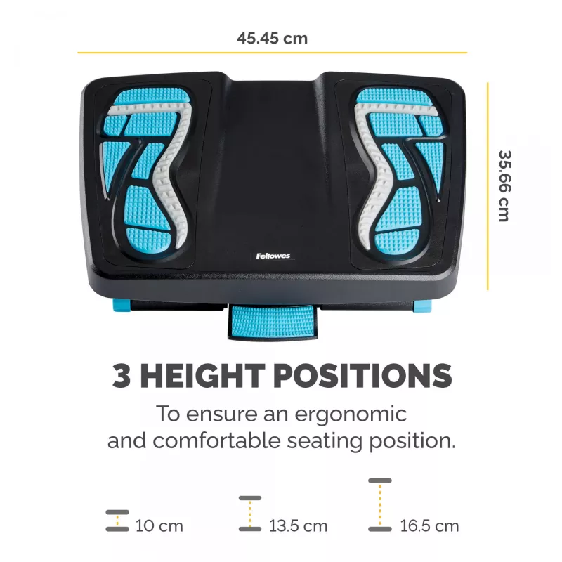 Fellowes Foot Rest Under Desk - Energizer Foot Support Ergonomic Foot Rest with 3 Height Adjustable Positions & Massage Textured Surface - Foot Rest Stool for Office & Home - Charcoal