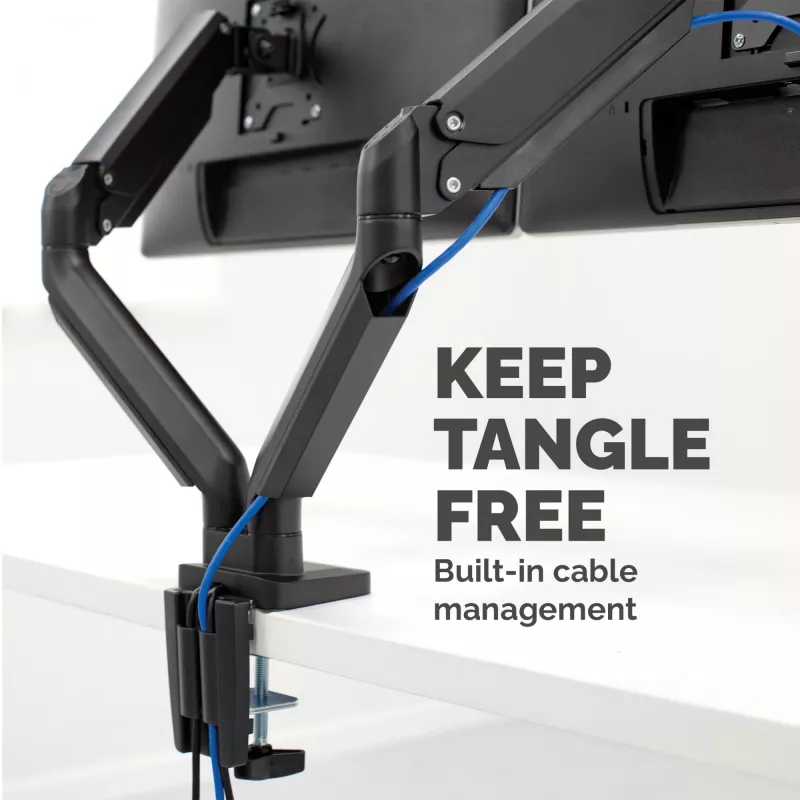 Fellowes Platinum Series Dual Monitor Arm - Monitor Mount for Two 8KG 40 inch Screens - Adjustable Dual Monitor Desk Mount - Tilt 45° Pan 180° Swivel 360° Rotation 360°, VESA 75 x 75/100 x 100 - Black