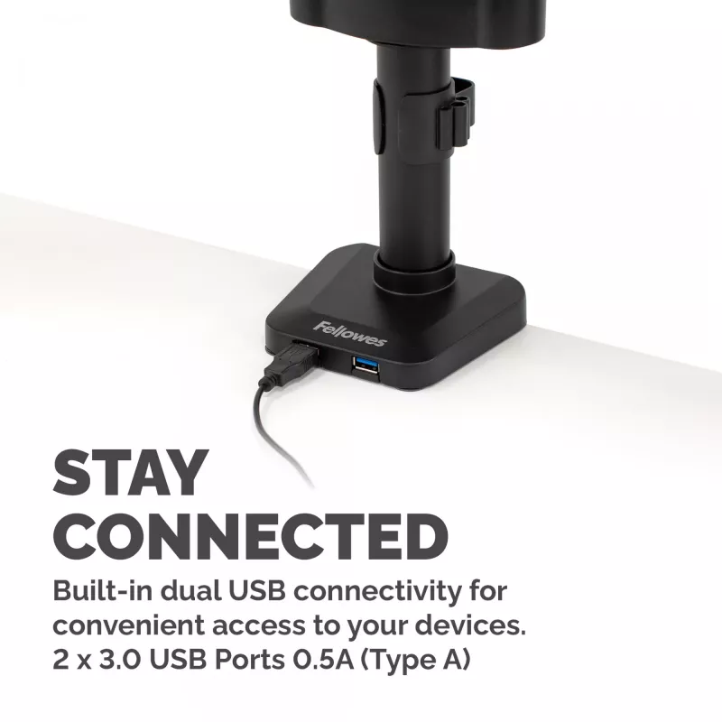 Fellowes Platinum Series Triple Monitor Arm - Monitor Mount for Three 7KG 27 inch Screens - Adjustable Triple Monitor Desk Mount - Tilt 45° Pan 180° Swivel 360° Rotation 360°, VESA 75 x 75/100 x 100 - Black