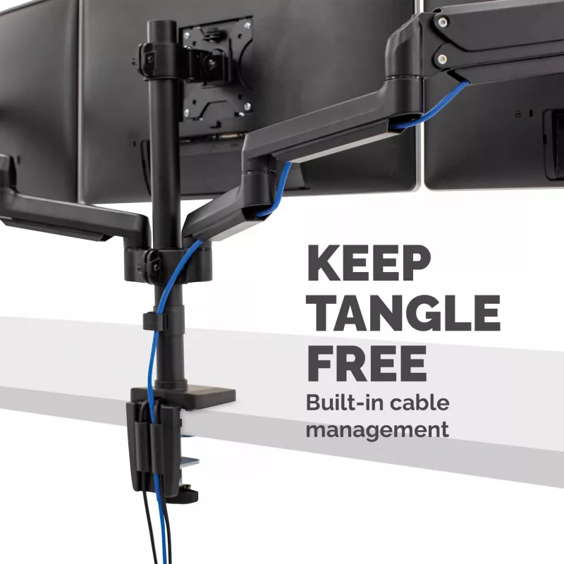 Fellowes Platinum Series Triple Monitor Arm - Monitor Mount for Three 7KG 27 inch Screens - Adjustable Triple Monitor Desk Mount - Tilt 45° Pan 180° Swivel 360° Rotation 360°, VESA 75 x 75/100 x 100 - Black