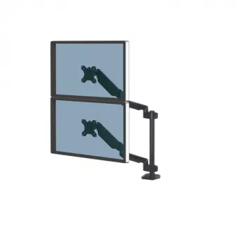 Fellowes Platinum Series Dual Stacking Monitor Arm - Monitor Mount for Two 8KG 27 inch Screens - Adjustable Dual Monitor Desk Mount - Tilt 45° Pan 180° Swivel 360° Rotation 360°, VESA 75 x 75/100 x 100 - Black