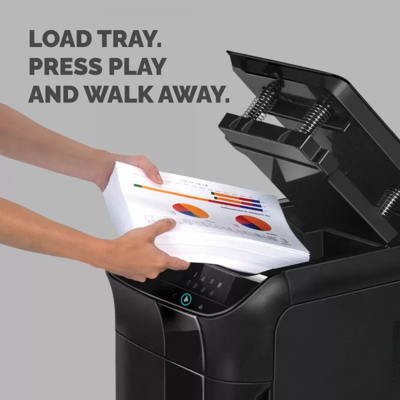 Fellowes Paper Shredder 350 Sheet Auto Feed Cross Cut Shredder AutoMax 350C Shredder with 68 Litre Bin High Security P4