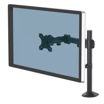 Fellowes Reflex Monitor Arm - Monitor Mount for 8KG 32 inch Screens - Adjustable Monitor Desk Mount - Tilt 45° Pan 180° Rotation 360°, VESA 75 x 75/100 x 100 - Black