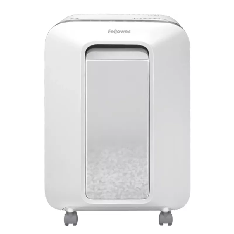 Fellowes Powershred LX201 Micro-Cut Shredder white, Micro-cut shredding, 23 cm, 2 x 12 mm, 22 L, Touch, 4 wheel(s)