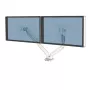 Fellowes Platinum Series Dual Monitor Arm - Monitor Mount for Two 8KG 40 inch Screens - Adjustable Dual Monitor Desk Mount - Tilt 45° Pan 180° Swivel 360° Rotation 360°, VESA 75 x 75/100 x 100 - White