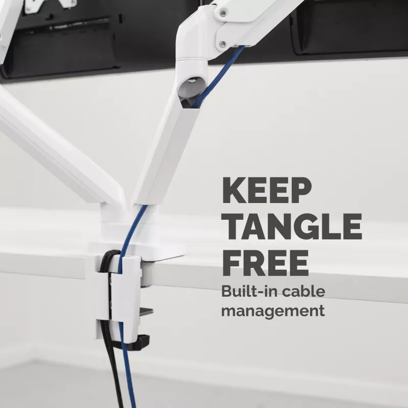 Fellowes Platinum Series Dual Monitor Arm - Monitor Mount for Two 8KG 40 inch Screens - Adjustable Dual Monitor Desk Mount - Tilt 45° Pan 180° Swivel 360° Rotation 360°, VESA 75 x 75/100 x 100 - White