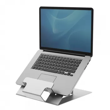 Fellowes Laptop Stand for Desk - Hylyft Adjustable Laptop Stand for the Home and Office - Laptop Riser with 6 Height Adjustments - Max Monitor Size 17 inch, Max Weight 5KG - Silver/Black