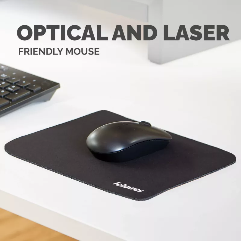 Fellowes Earth Series Mousepad - Black, Black, Monochromatic, Non-slip base