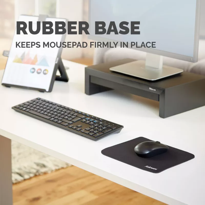 Fellowes Earth Series Mousepad - Black, Black, Monochromatic, Non-slip base