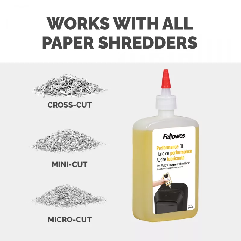 Fellowes Powershred Bottled Lubricant (355ml), Lubricating oil, 0.355 L, Yellow, 90 mm, 35 mm, 20 mm