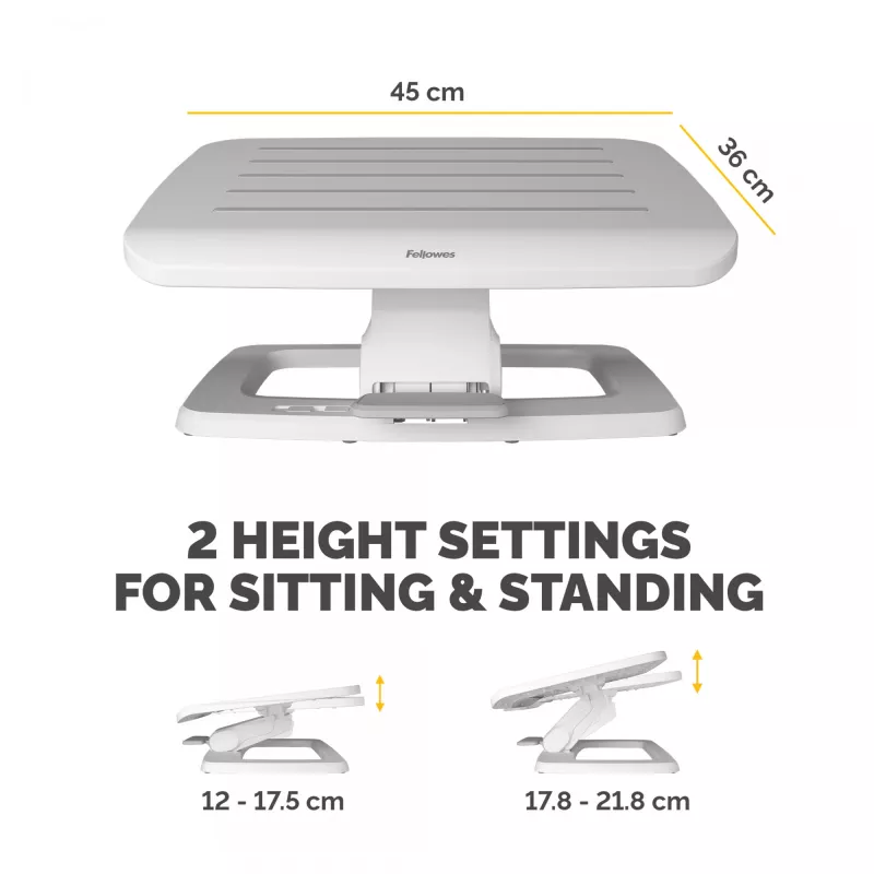 Fellowes Foot Rest Under Desk - Hana LT Foot Support Ergonomic Foot Rest - Foot Rest Stool for Office & Home Use - White
