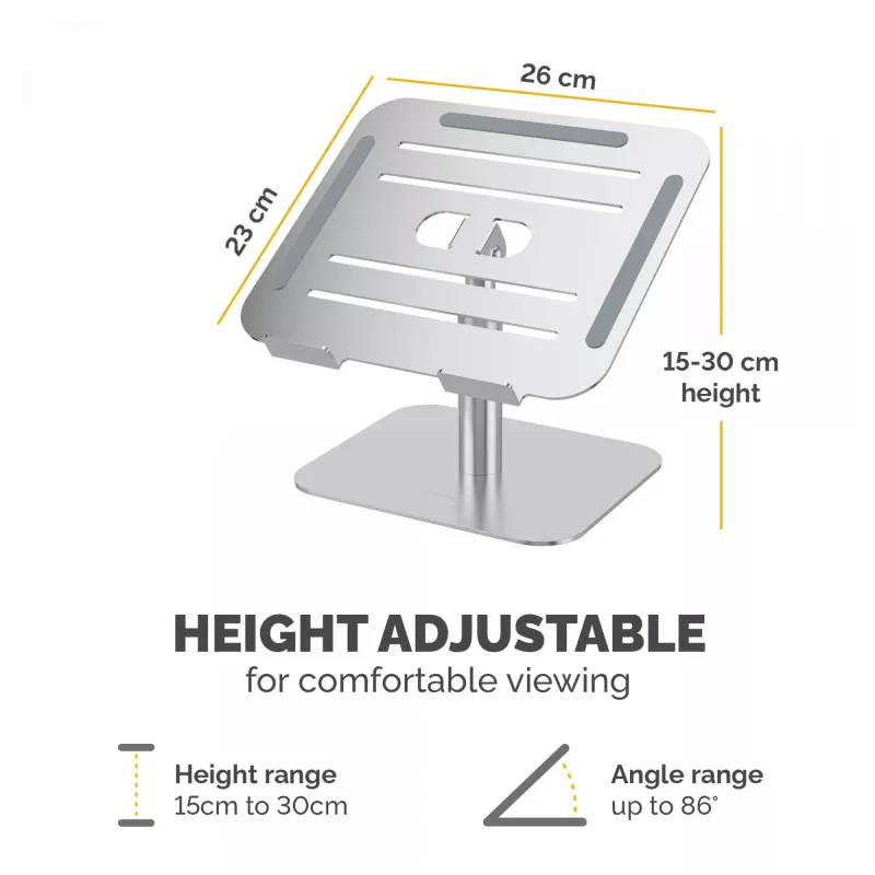Fellowes Alumia Laptop Riser Desk Based Laptop Stand Max Size 15 inch Max Weight 5kg Silver