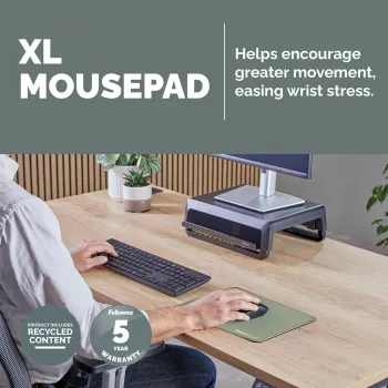 Fellowes Breyta (New) XL Mousepad Sage, Sage, Monochromatic, Non-slip base