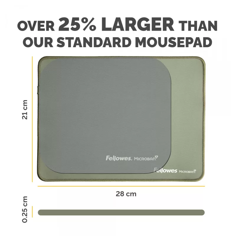 Fellowes Breyta (New) XL Mousepad Sage, Sage, Monochromatic, Non-slip base
