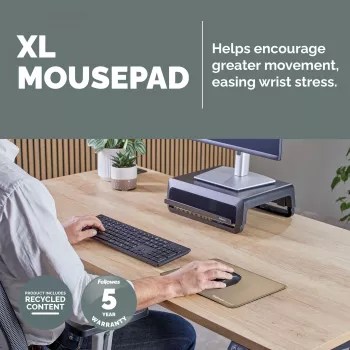 Fellowes Breyta (New) XL Mousepad Sand, Sand, Monochromatic, Non-slip base