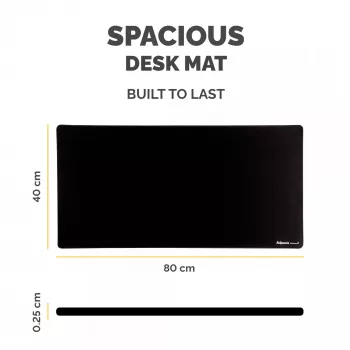 Fellowes Computer Desk Mat with Non-Slip Base Breyta Desk Mat with Antibacterial Protection Black
