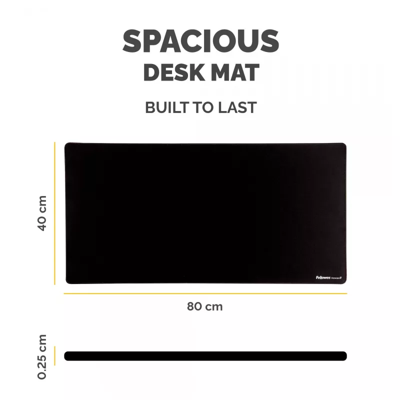 Fellowes Computer Desk Mat with Non-Slip Base Breyta Desk Mat with Antibacterial Protection Black