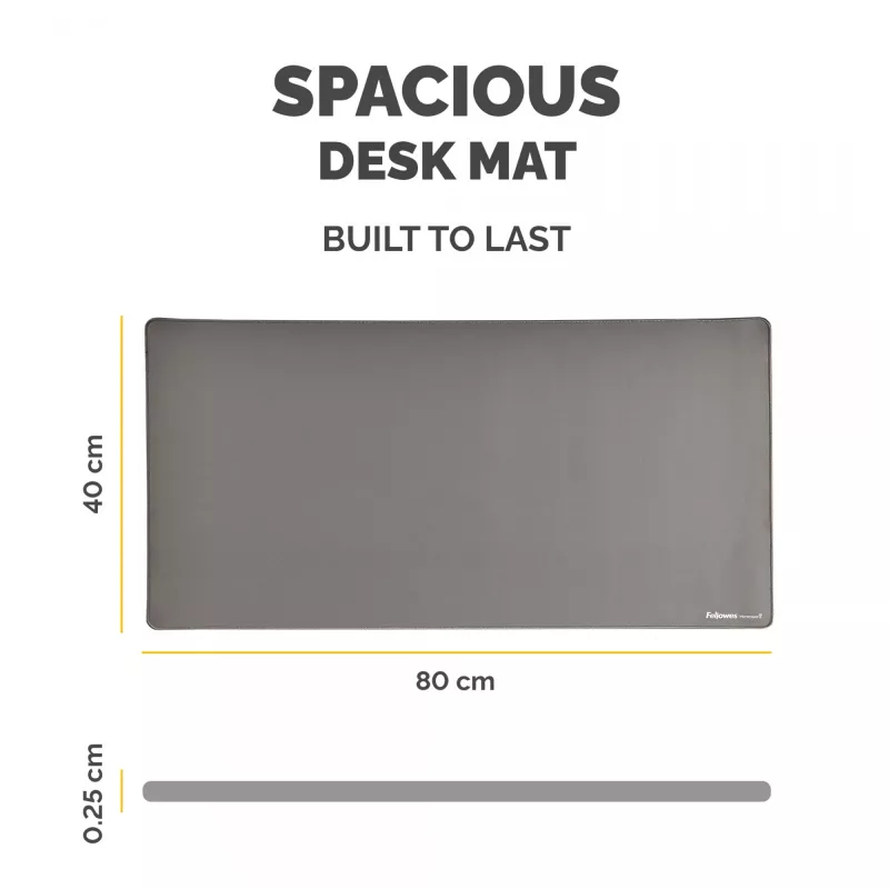 Fellowes Computer Desk Mat with Non-Slip Base Breyta Desk Mat with Antibacterial Protection Grey